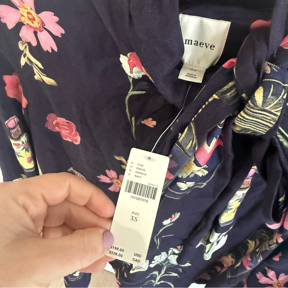 Anthropologie Maeve Caroline Tie Neck Floral Mini Dress - Picture 5 of 6